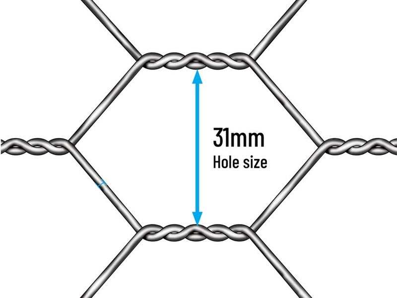 GALVANISED HEXAGONAL WIRE RABBIT NETTING 1200 x 31mm 1.0mm 50m